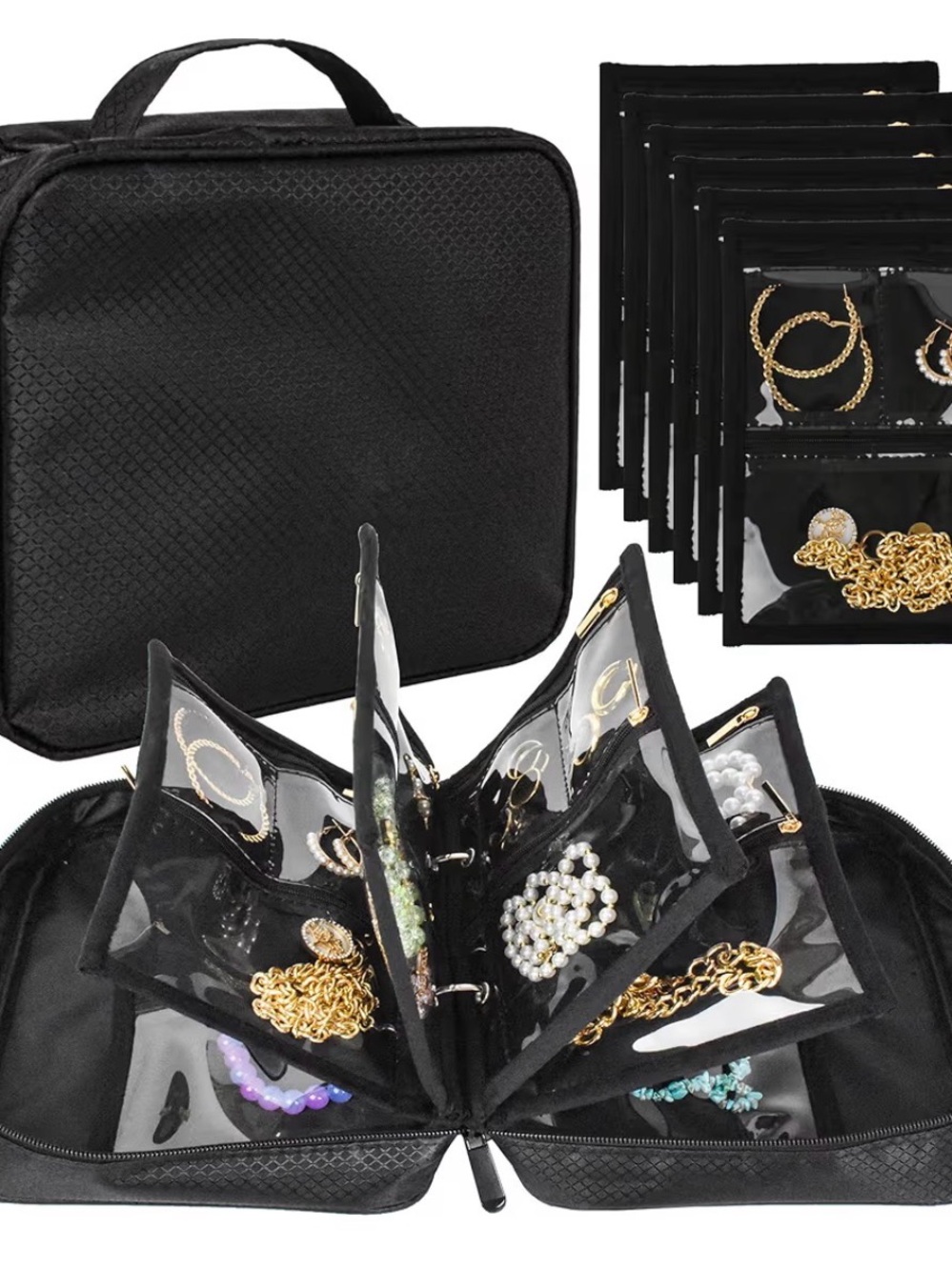 Black Jewelry Organizer Carry Case - Travel Jewelry Storage